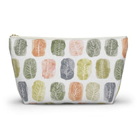 Watercolor Leaf Stamp Accessory Pouch w T-bottom in Green